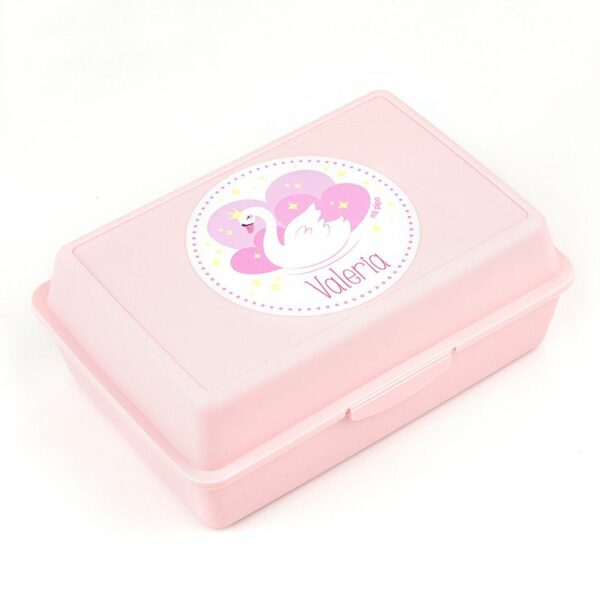 Caja porta alimentos cisne rosa