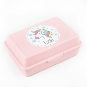 Caja porta alimentos unicornio personalizada