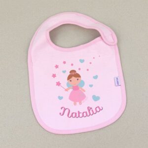 Babero hada corazones personalizado