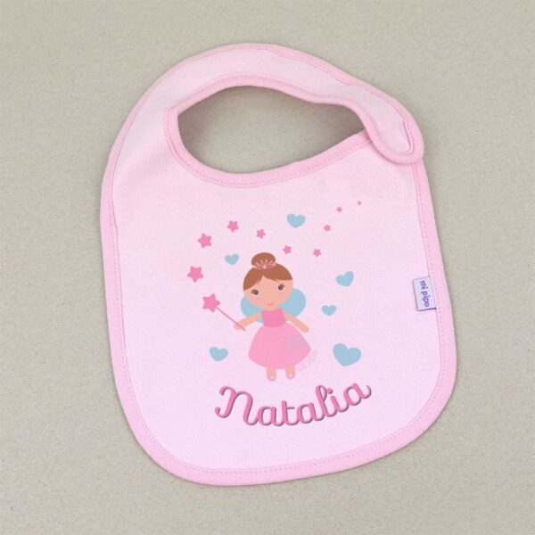 Babero hada corazones personalizado