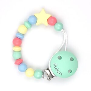 Cadena silicona estrella multicolor personalizada en el clip