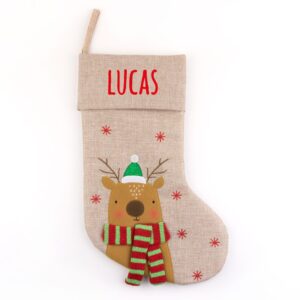 calcetin premium navidad reno personalizado