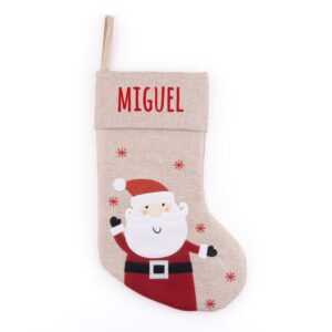 calcetin premium yute navidad papa noel esquiador personalizado