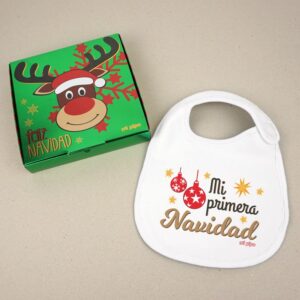 Babero Mi primera Navidad bolas