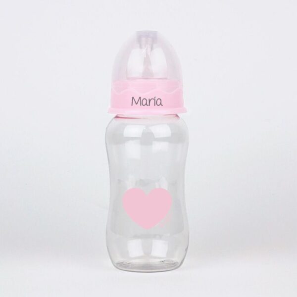 Biberón corazón rosa 300ml personalizado