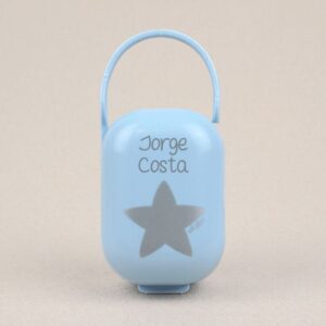 Cajita portachupetes azul estrella plata personalizada