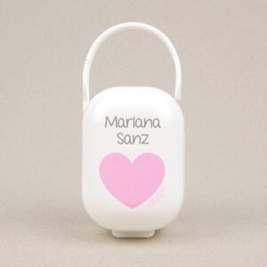 Cajita portachupetes corazón rosa personalizada