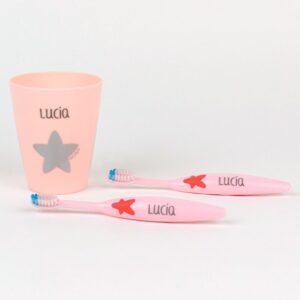 Set 2 cepillos de dientes y vasito personalizados
