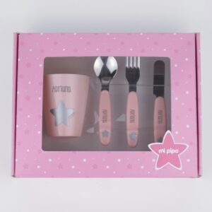 Set vaso y cubiertos personalizados