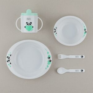 Vajilla panda menta personalizada