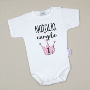 Body personalizado corona cumpleaños rosa