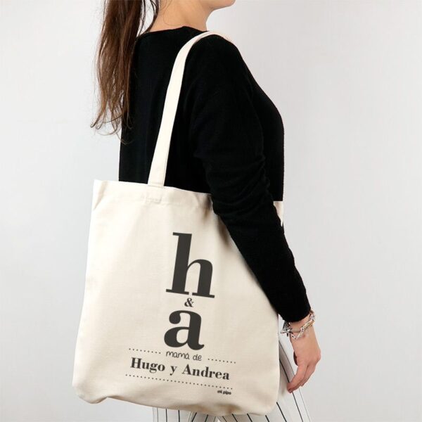 Bolso algodón orgánico personalizado inicial niños - Imagen 2