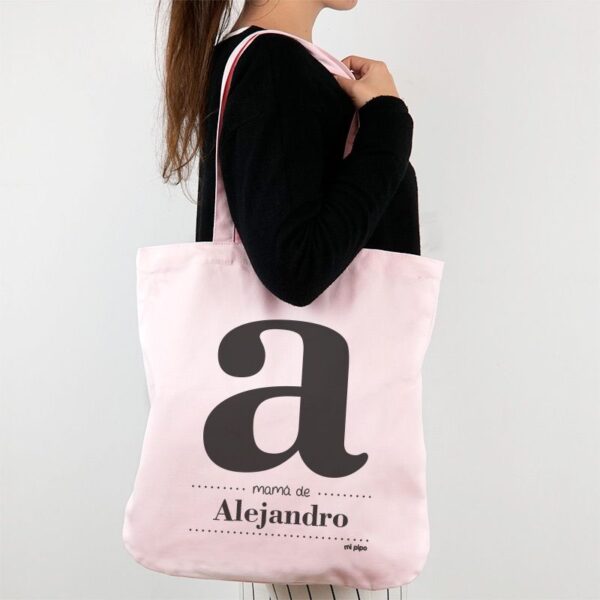 Bolso algodón orgánico personalizado inicial niños - Imagen 3