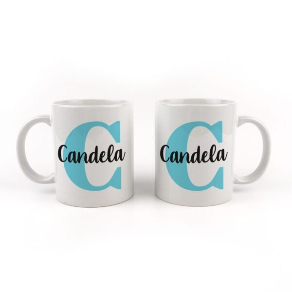 Taza cerámica inicial azul personalizada - Imagen 2
