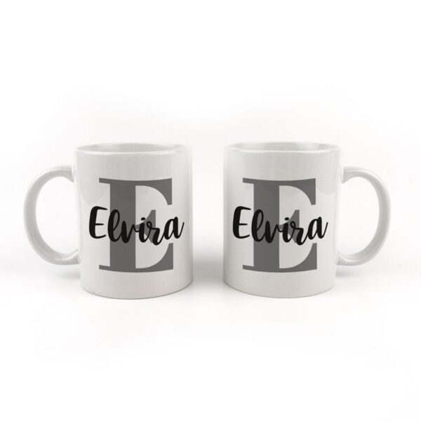 Taza cerámica inicial gris personalizada - Imagen 2