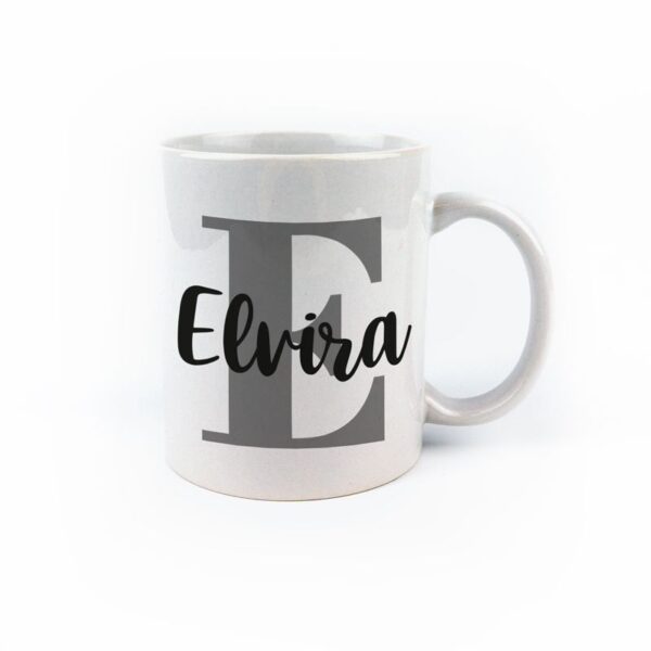 Taza cerámica inicial gris personalizada