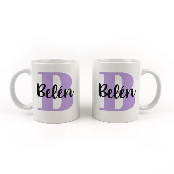 Taza cerámica inicial lila personalizada - Imagen 2