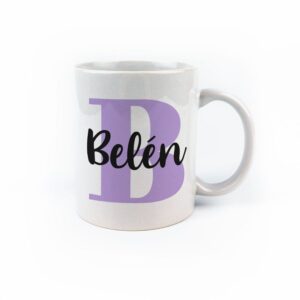 Taza cerámica inicial lila personalizada