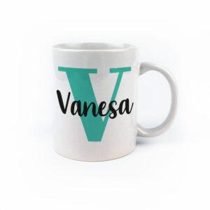 Taza cerámica inicial verde personalizada