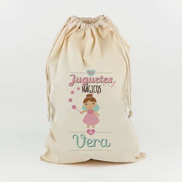Saco para juguetes mágicos personalizado hada