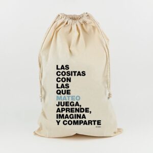 Saco para juguetes personalizado cositas azul