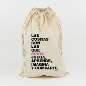 Saco para juguetes personalizado cositas rosa