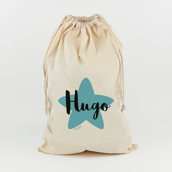 Saco para juguetes personalizado estrella azul