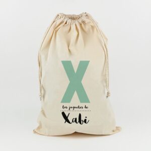 Saco para juguetes personalizado inicial mint