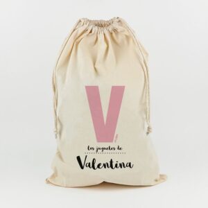 Saco para juguetes personalizado inicial rosa