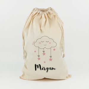 Saco para juguetes personalizado nube rosa