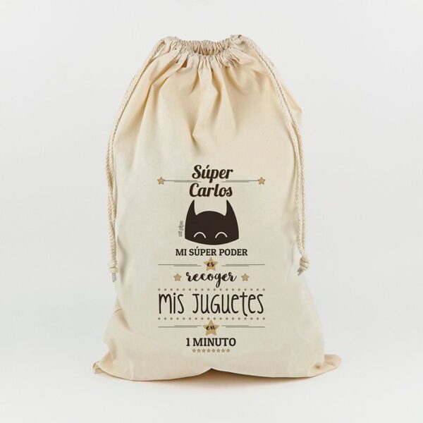 Saco para juguetes personalizado superhéroe
