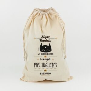Saco para juguetes personalizado superheroína
