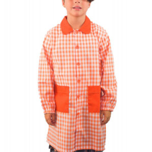 Bata escolar cuadros naranjas