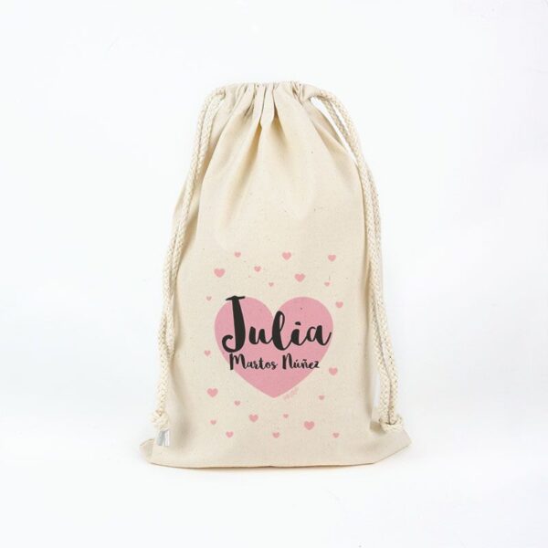 Bolsa algodón corazón personalizado
