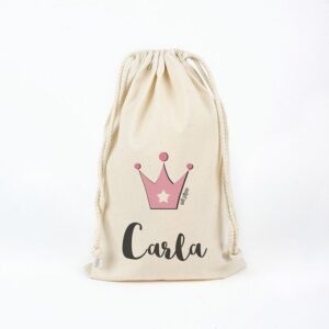 Bolsa algodón corona rosa personalizada