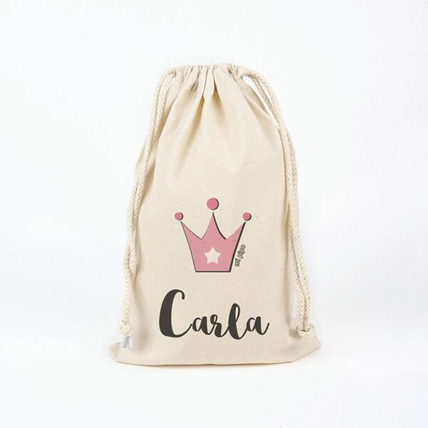 Bolsa algodón corona rosa personalizada