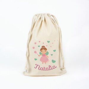 Bolsa algodón hada corazones personalizada