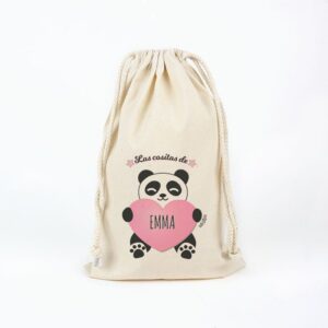 Bolsa algodón las cositas de panda corazón personalizado