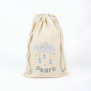 Bolsa algodón nube azul personalizada