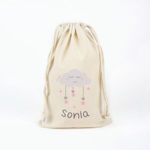 Bolsa algodón nube rosa personalizada