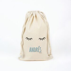 Bolsa algodón pestañas azul personalizado