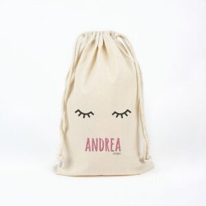 Bolsa algodón pestañas rosa personalizado