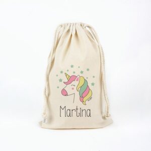 Bolsa algodón unicornio personalizada