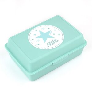 Caja porta alimentos personalizada estrella menta