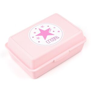 Caja porta alimentos personalizada estrella rosa