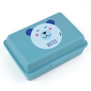 Caja porta alimentos personalizada osito azul