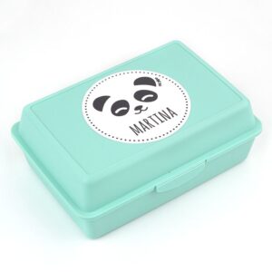 Caja porta alimentos personalizada panda menta