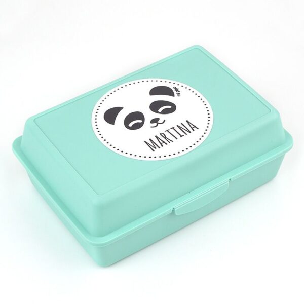 Caja porta alimentos personalizada panda menta
