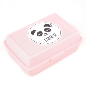 Caja porta alimentos personalizada panda rosa