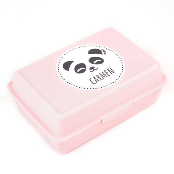 Caja porta alimentos personalizada panda rosa